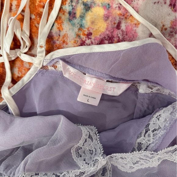 Vintage Victoria’s Secret Lavender Silk & Lace Slip Chemise | Size Large - Picture 2 of 3